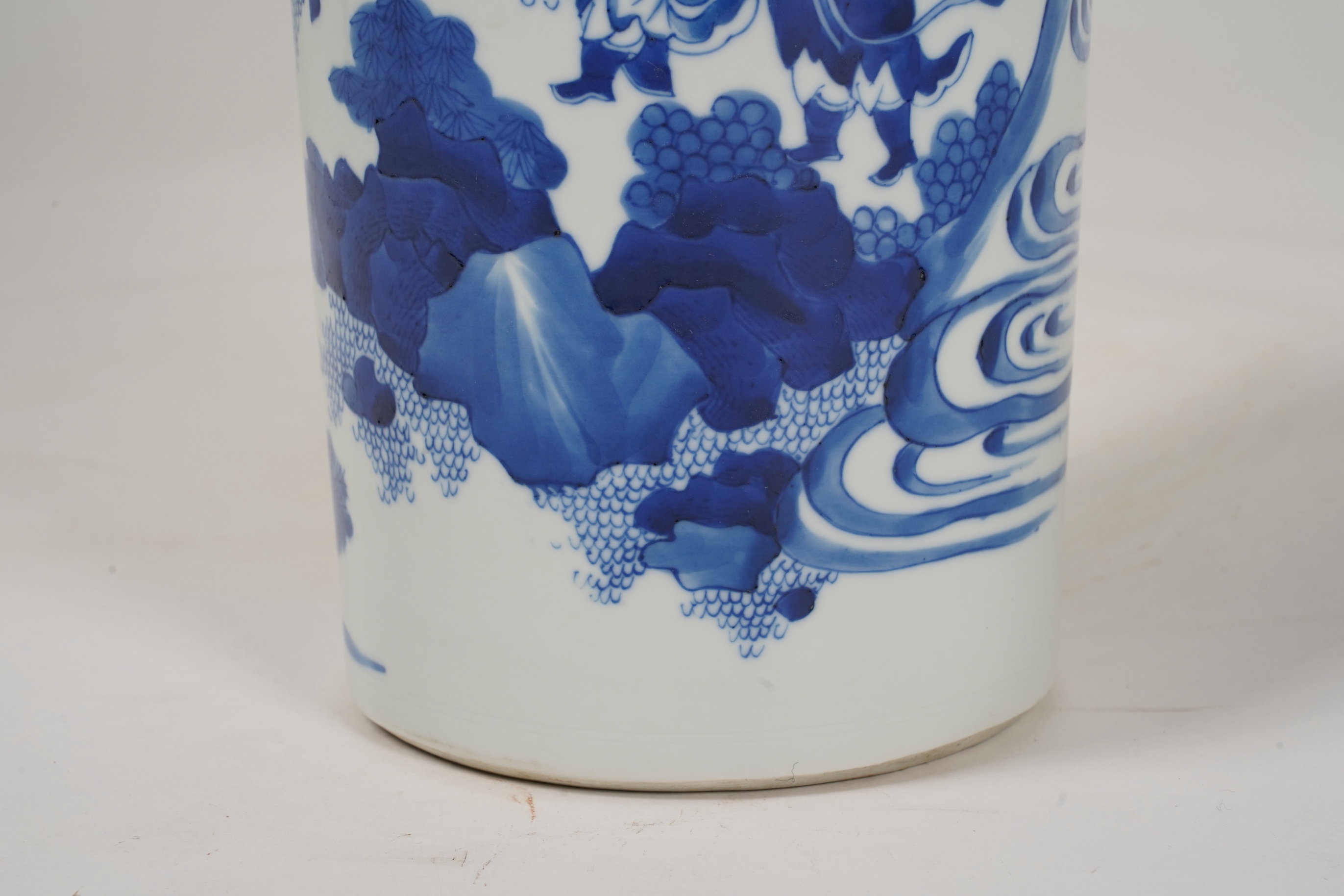 A Chinese blue and white ‘Tan Zi’ rolwagen vase, probably Chongzhen period (1627-1644)